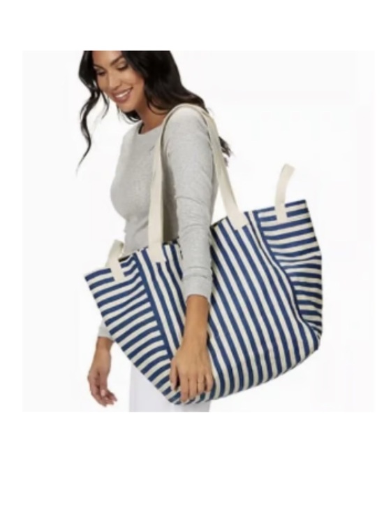 thirty-one Handbags - NWT - thirty one Canvas Striped Tote Bag in Navy and White